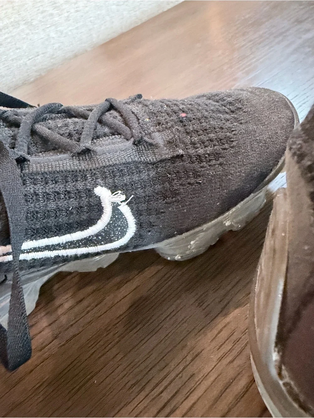 Nike Big Kids 6 Black VaporMax with White Swoosh